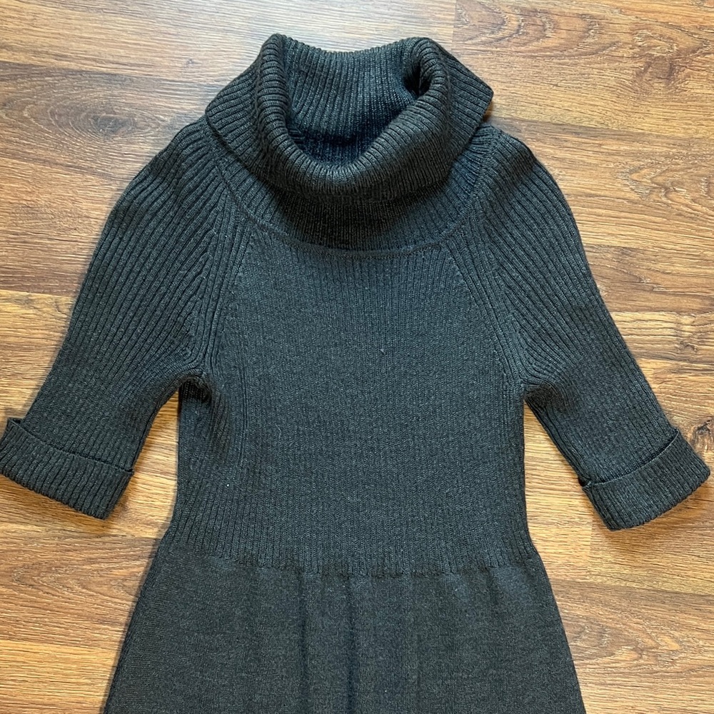 LOFT Dark Gray Long Sleeve Knit Dress - Picture 3 of 6
